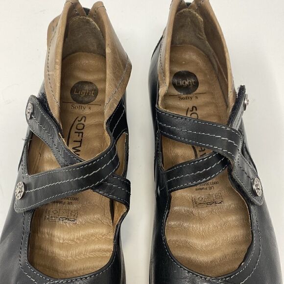Softwaves Leather Criss Cross Straps Mary Jane Shoes - Picture 5 of 14